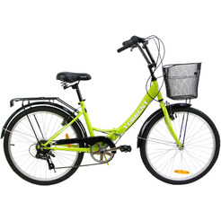 Велосипед TORRENT Discovery-7 (рама сталь 16" складная, 7 скоростей., SHIMANO, колеса 24д. корзина) Зеленый