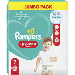 Подгузники-трусики для мальчиков и девочек PAMPERS Pants Size 7 (17+ кг) Джамбо (34 шт.)