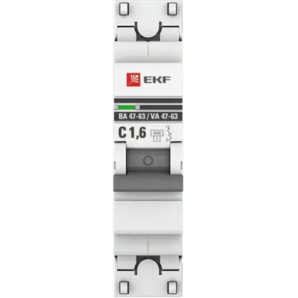 Автоматический выключатель EKF ВА 47-63 1P 1,6 А (C) 4,5kA PROxima