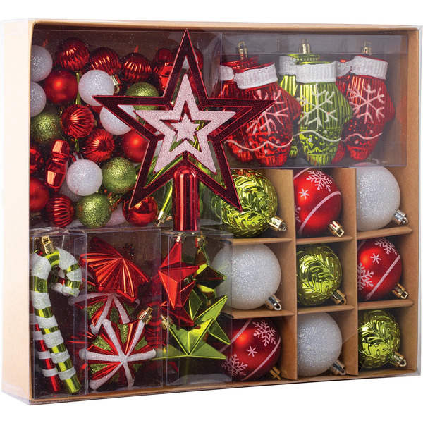 Шары ёлочные Золотая сказка 592184 (67 шт, красный/зеленый)