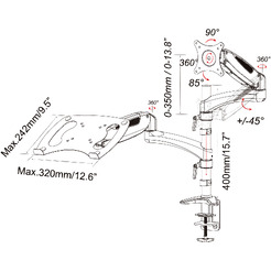 Кронштейн для монитора/ноутбука Cactus CS-VM-LH08-BK