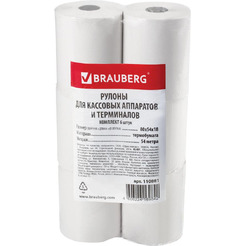 Чековая лента BRAUBERG 110881 80мм(диаметр 61мм, длина 54м, втулка 18мм), 6 шт.