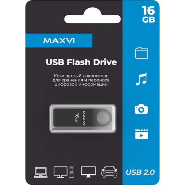 USB флеш Maxvi MK 16GB FD16GBUSB20C10MK (темно-серый)