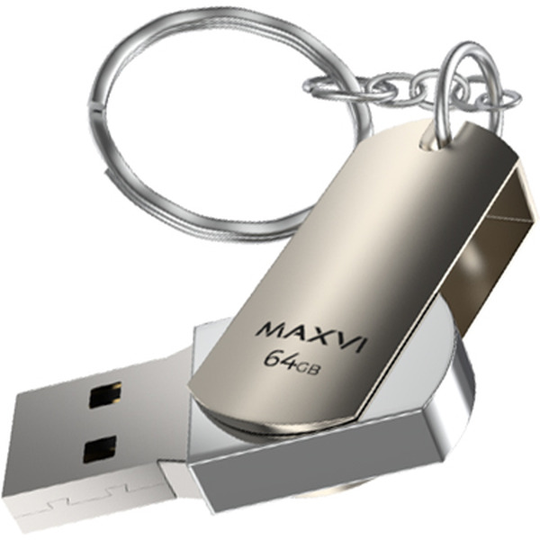 USB флеш Maxvi MR 64GB FD64GBUSB20C10MR (серебристый)