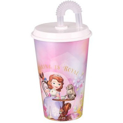 М5076 Стакан "София-Дисней" с крышкой и трубочкой 0,5л. (уп.30)