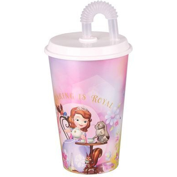 М5076 Стакан "София-Дисней" с крышкой и трубочкой 0,5л. (уп.30)