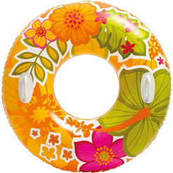 Надувной круг INTEX Transparent Tubes (оранжевые цветы) 58263NP