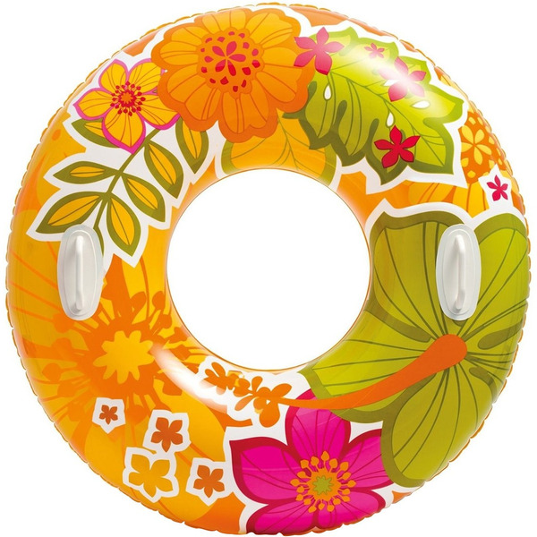 Надувной круг INTEX Transparent Tubes (оранжевые цветы) 58263NP