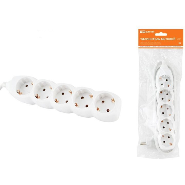 Удлинитель TDM У05, 5 гнезда, 1.5 м.