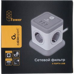 Сетевой фильтр CABLEXPERT TWR-4-U3-W-3