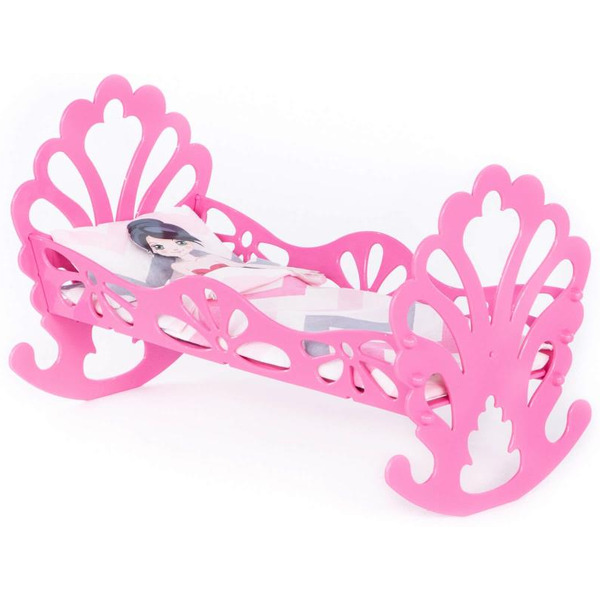 Кроватка-качалка Полесье сборная с бумажной куклой и постельным бельём 69801