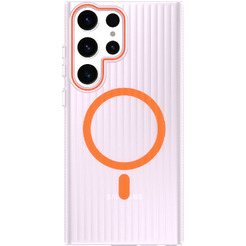 Задняя накладка CASE Translucent Strip Samsung Galaxy S23 Ultra, прозрачно-оранжевый