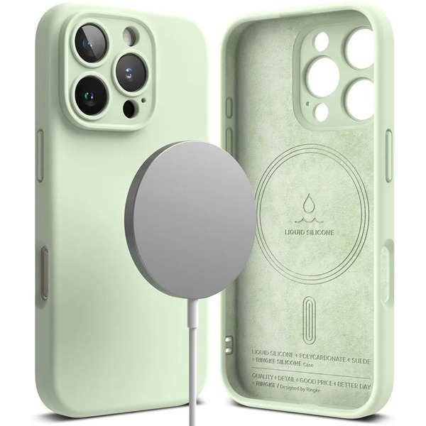 Чехол RINGKE SILICONE MAGNETIC MAGSAFE для IPHONE 16 PRO MAX SOFT MINT
