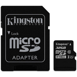 Карта памяти KINGSTON microSDHC 32GB+ SD Adapter black (SDC10G2/32GB 10 UHS-I U1)
