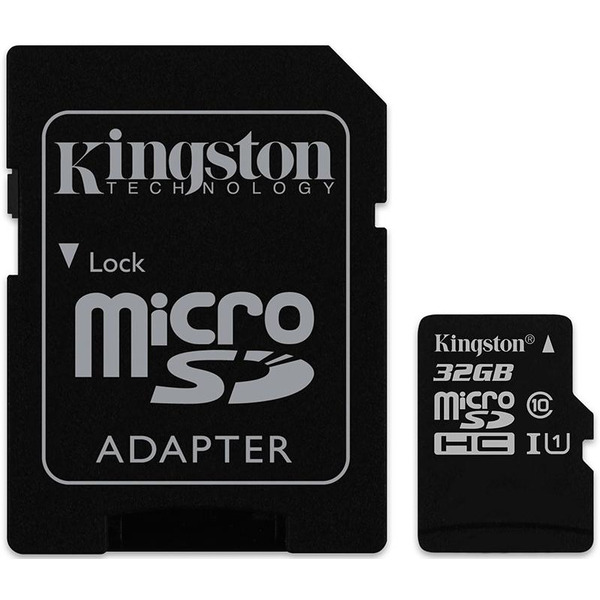 Карта памяти KINGSTON microSDHC 32GB+ SD Adapter black (SDC10G2/32GB 10 UHS-I U1)