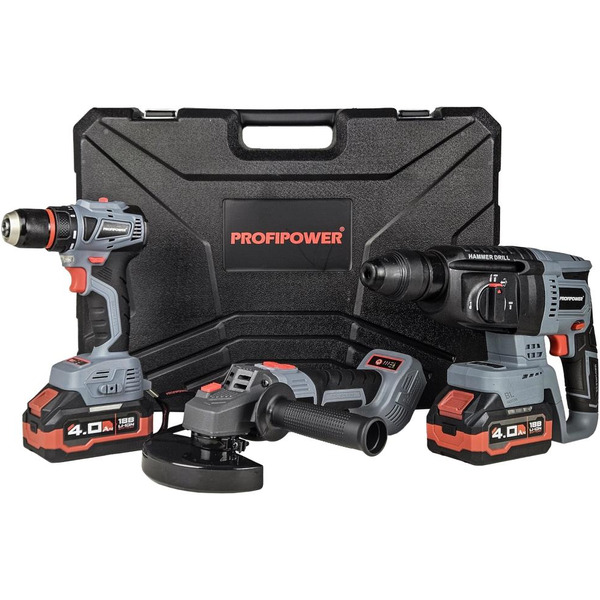 Аккумуляторный бесщеточный НАБОР 2в1 Profipower ProfiSet-3E18 (Li-ion-2шт, 4Ач, З/У, кейс, E0080,T0056, T0058)