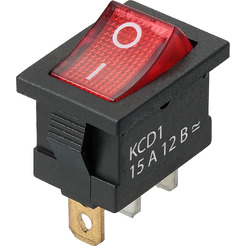 Выключатель клавишный TDM KCD1-101N 12В AC/DC красный SQ0746-0131