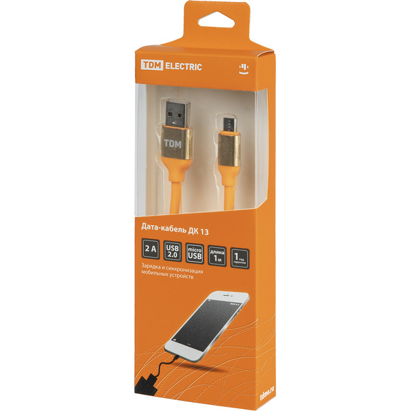 Кабель TDM Electric USB Type-A - microUSB SQ1810-0313 (1 м, оранжевый)