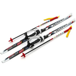 Лыжи STC 120 STEP Delta red с креплением "Цикл" и палками 85 см