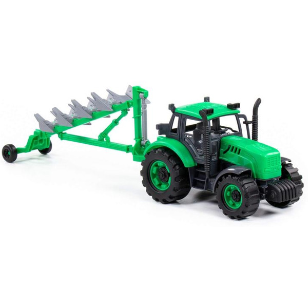 Трактор Полесье Прогресс с плугом 91307 (зеленый)