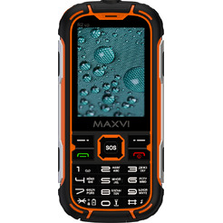 Мобильный телефон Maxvi R2 up + ЗУ WC-112 (черный/оранжевый)