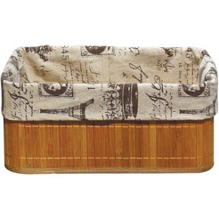 Бамбуковая корзинка с покрытием из натурального льна Рыжий кот BLB-09-1, арт.M312136, 38х28х16см