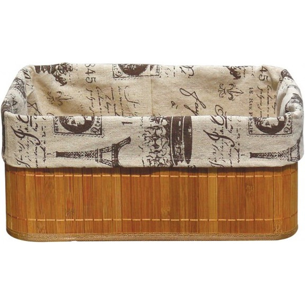 Бамбуковая корзинка с покрытием из натурального льна Рыжий кот BLB-09-1, арт.M312136, 38х28х16см