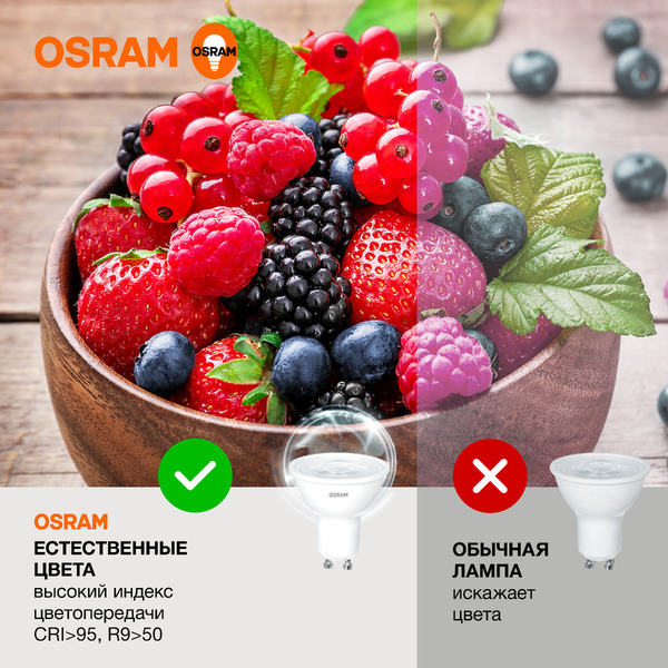 Лампа светодиодная OSRAM Value PAR16 5W 2700K GU10 LVPAR1650