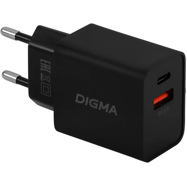 Сетевое зарядное устройство Digma DGW2D (черный)