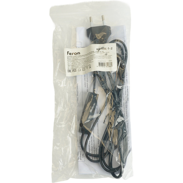 Шнур сетевой Feron KF-HK-1-2 51041 (1.9м, черный)
