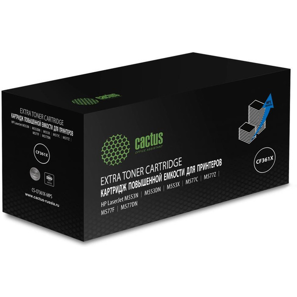 Картридж лазерный Cactus CS-CF361X-MPS CF361XX голубой (18000стр.) для HP CLJ M552dn/M553dn/M553N/M553x