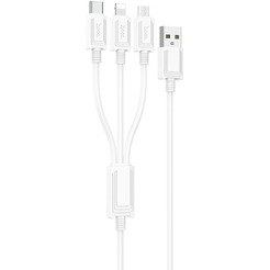 Кабель Hoco X74 USB Type-A - microUSB/USB Type-C/Lightning (1 м, белый)