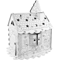 Картонный игровой развивающий BRAUBERG Домик-раскраска Новогодний 880365