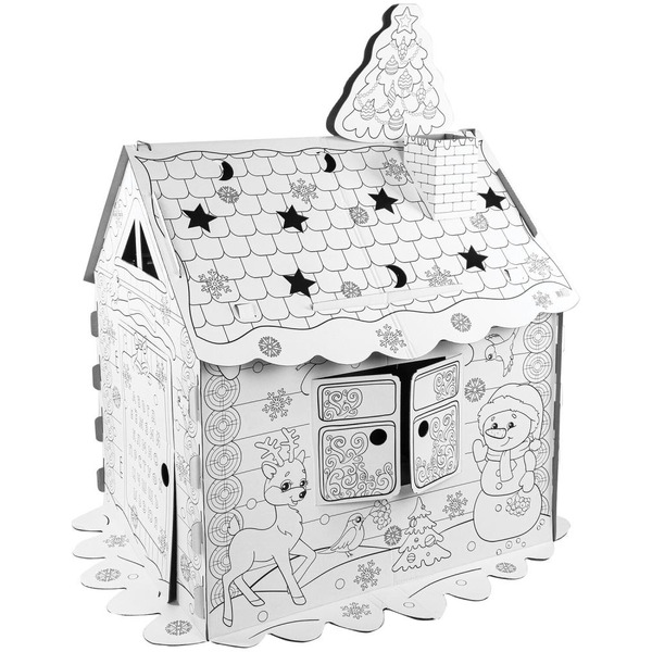 Картонный игровой развивающий BRAUBERG Домик-раскраска Новогодний 880365