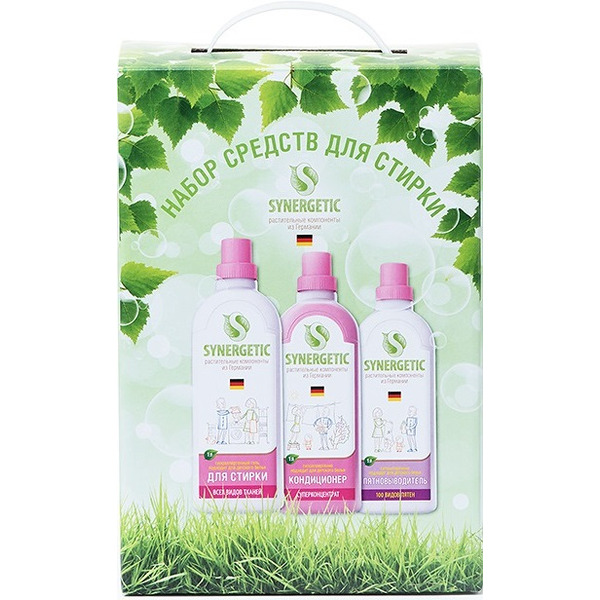 Набор средств SYNERGETIC для стирки (гель для стирки, кондиционер, пятновыводитель)