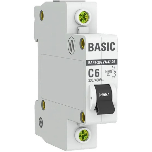 Выключатель автоматический EKF Basic ВА 47-29 1P 6А (C) 4,5кА