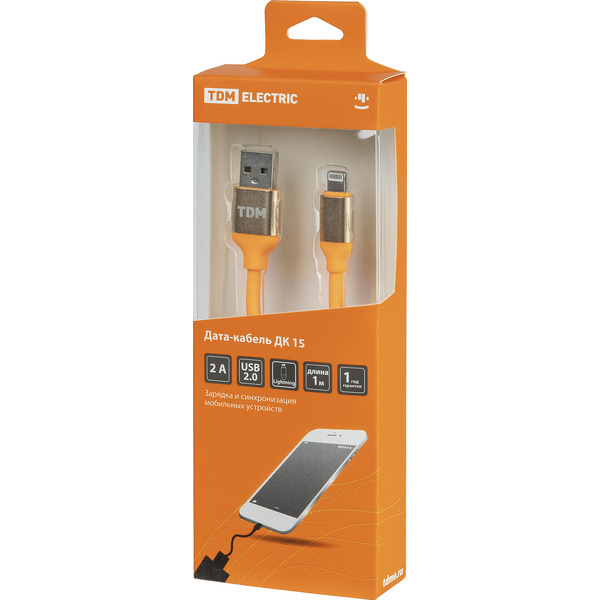 Кабель TDM Electric USB Type-A - Lightning SQ1810-0315 (1 м, оранжевый)