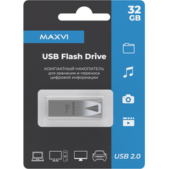 USB флеш-накопитель Maxvi MK2 32GB 2.0 metallic silver
