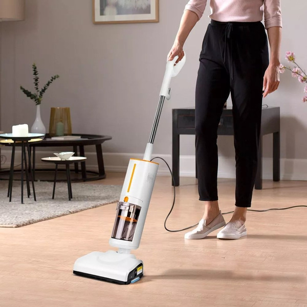 Вертикальный паровой пылесос "2 в 1" Kitfort КТ-5157-2 (бело-оранжевый)