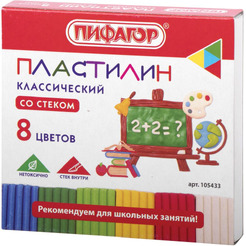 Пластилин классический школьный ПИФАГОР 105433