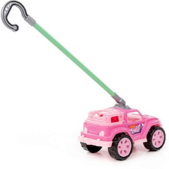 Автомобиль-каталка Полесье Легионер с ручкой (розовый) 63905