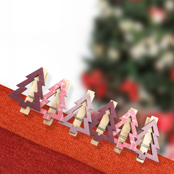 Деревянные прищепки NEON-NIGHT Елочки розовые 504-032
