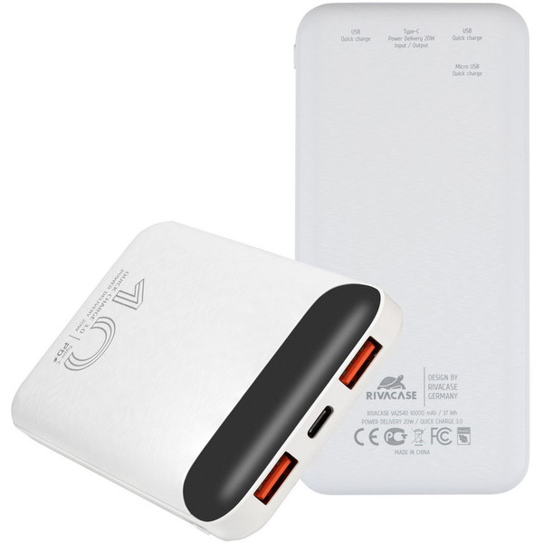 Внешний аккумулятор RIVACASE VA2540 (10 000mAh) White