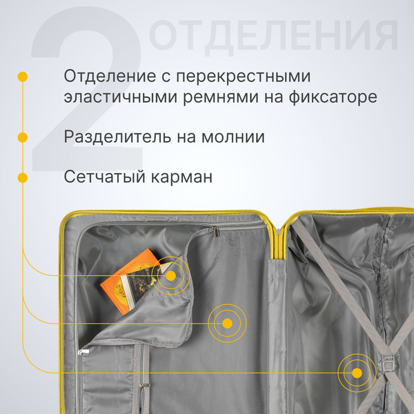 Чемодан на колесах DoubleW Zuna.1 (L, желтый)