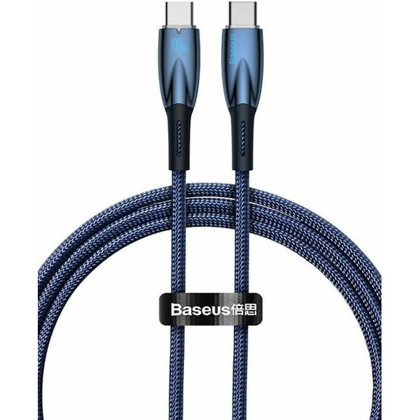 Кабель Baseus Glimmer Series Fast Charging Data Cable USB Type-C - Type-C 100W CADH000703 (1 м, синий)