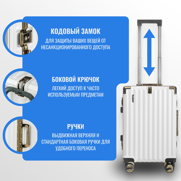 Чемодан DoubleW E087# (S, белый)