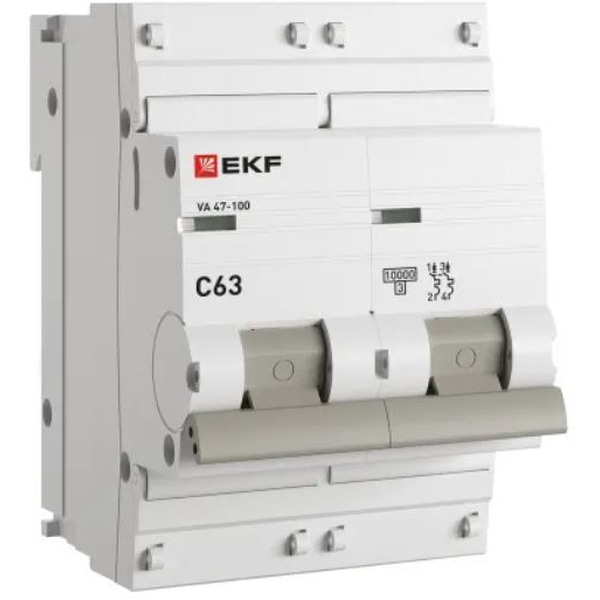 Выключатель автоматический EKF PROxima ВА 47-100 2P 63А (C) 10kA