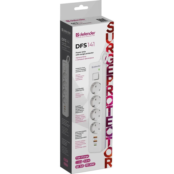 Сетевой фильтр Defender DFS 141 (1.5 м)