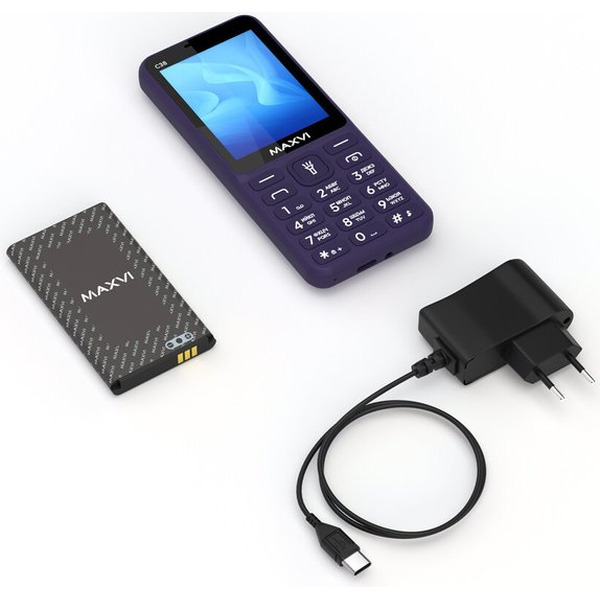 Кнопочный телефон Maxvi C38 (фиолетовый)