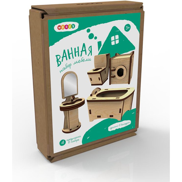 Аксессуары для кукольного домика Woody Ванная 02147
